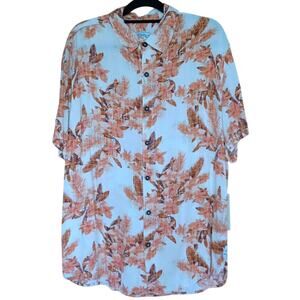 VTG Jimmy Buffet Tropical Floral Cabana Button Up Shirt Mens XL Orange and White